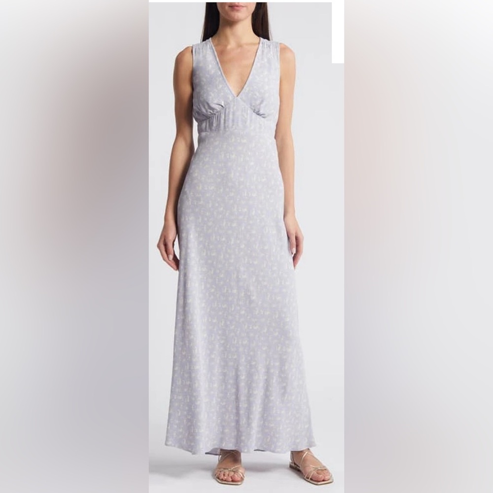 Nordstrom Treasure & Bond Floral Ivory Little Princess  Purple Maxi Dress